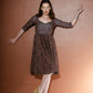 Priscilla Swing Dress in Gold and Black Medallions Print Stretch Twill | Laura Byrnes & Hope Johnstun