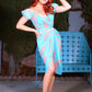 Michaela Wiggle Dress in Aqua Palm Print | Laura Byrnes & Hope Johnstun