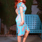 Michaela Wiggle Dress in Aqua Palm Print | Laura Byrnes & Hope Johnstun