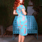 Michaela Wiggle Dress in Aqua Palm Print | Laura Byrnes & Hope Johnstun
