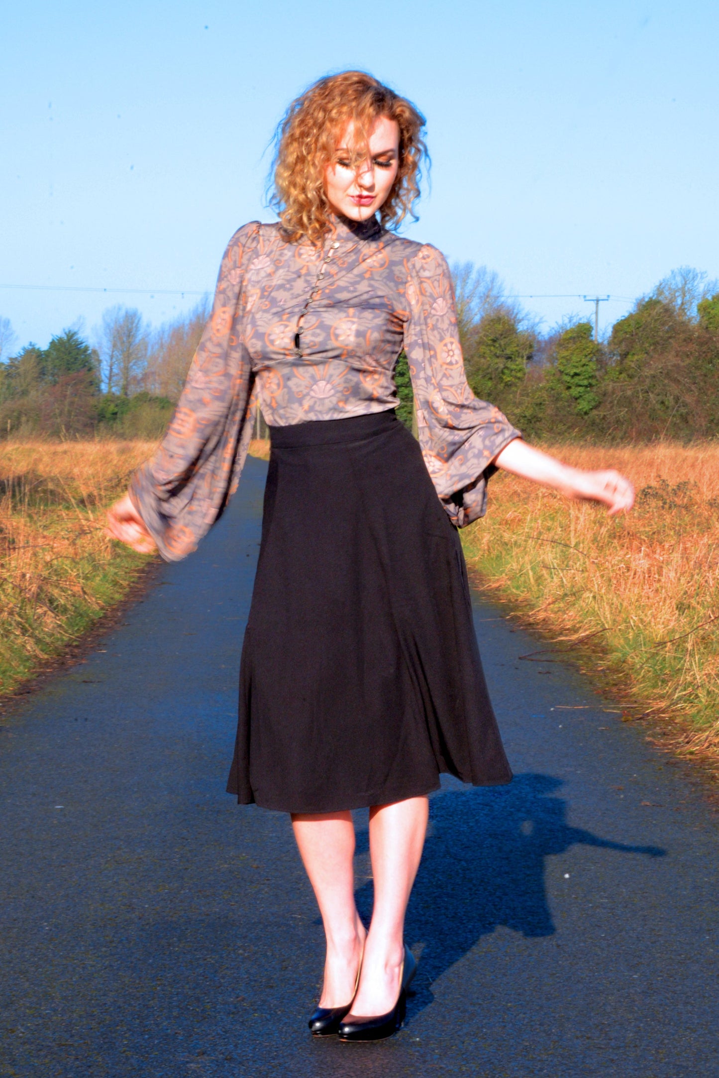 Serafina Top in Royal Woods Jersey  | Laura Byrnes & Hope Johnstun