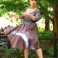 Priscilla Swing Dress in Gold and Black Medallions Print Stretch Twill | Laura Byrnes & Hope Johnstun