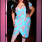 Michaela Wiggle Dress in Aqua Palm Print | Laura Byrnes & Hope Johnstun
