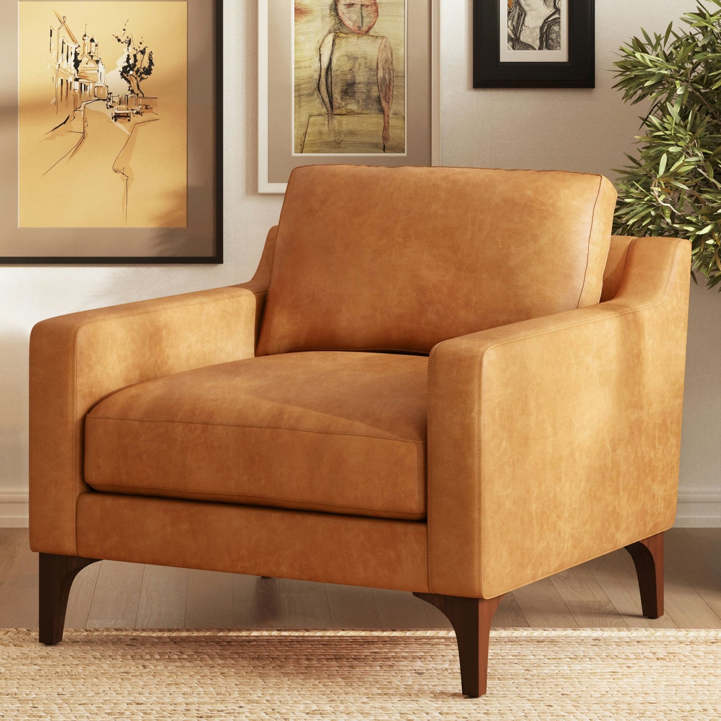 Poly  Bark Sorrento 35 Lounge Chair  Full Grain Genuine Italian Leather
