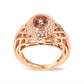 14K Rose Gold Oval Cut Light Pink Morganite and 3/8 Cttw Diamonds Halo and Basket Weave Cocktail Ring (G-H Color, SI1-SI2 Clarity) - Size 7