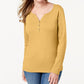 Karen Scott Women's Cotton Henley Top  Beigekhaki Size Small