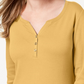 Karen Scott Women's Cotton Henley Top  Beigekhaki Size Small