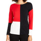 Alfani Women's Drop Shoulder Colorblocked Top Red Size Petite Medium