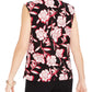 Kasper Women's Keyhole Printed Blouse Pink Size Petite Medium