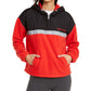 Tommy Hilfiger Women's Pocketed Color Block Long Sleeve Zip Neck Hoodie Red Size Medium