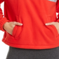 Tommy Hilfiger Women's Pocketed Color Block Long Sleeve Zip Neck Hoodie Red Size Medium