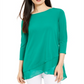 Alfani Women's Sheer Crossover Hem Tunic Green Size X-Large