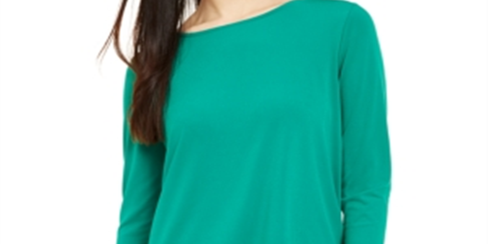 Alfani Women's Sheer Crossover Hem Tunic Green Size X-Large