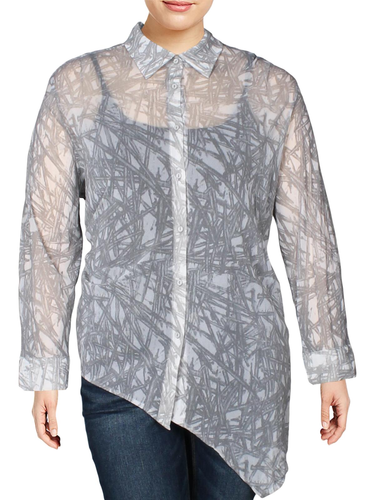 Alfani Women's Oversized Asymmetric Blouse Gray Size XX-Large