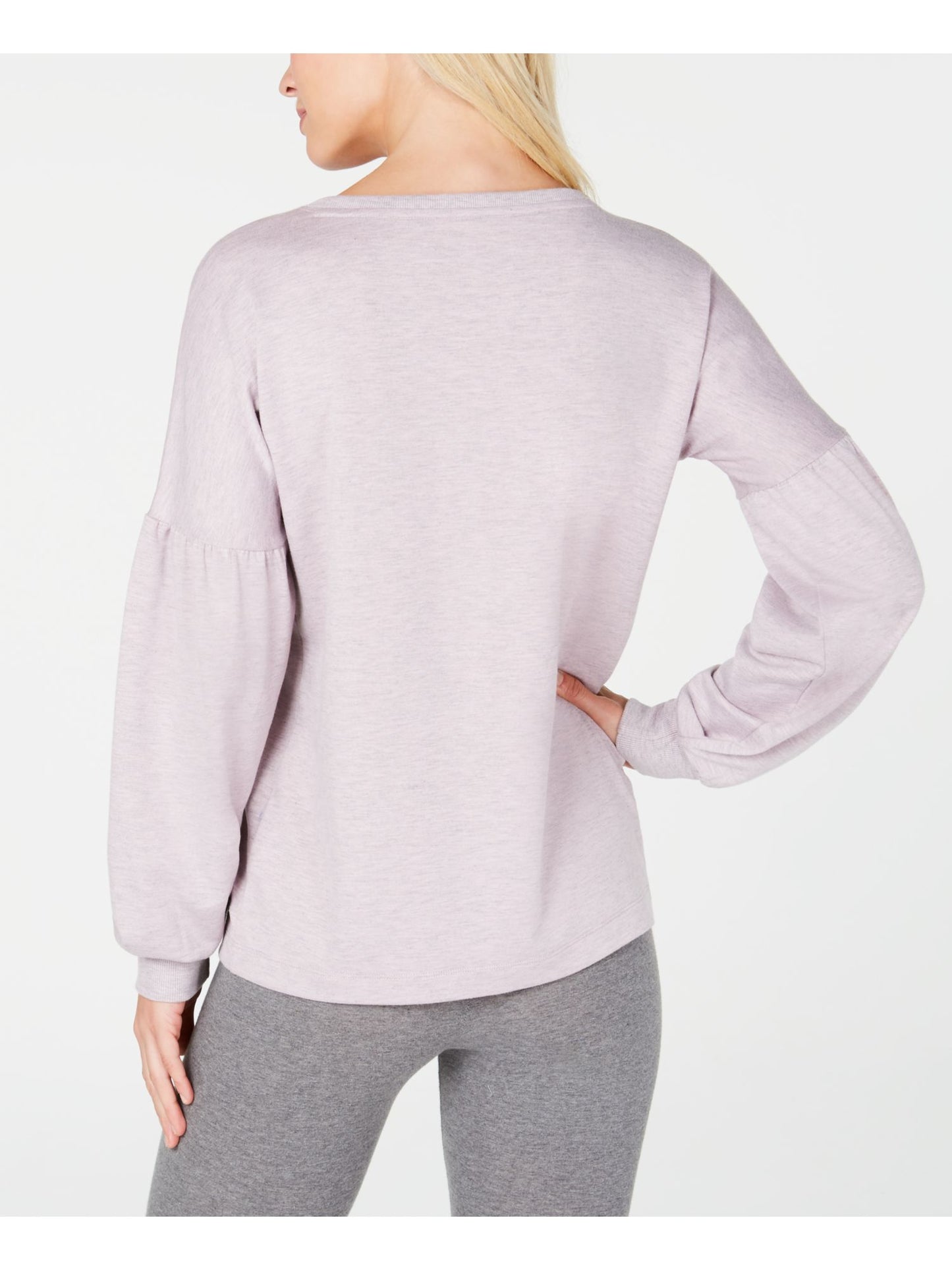 Ideology Women's Long Sleeve Jewel Neck Sweater Pink Size X-Large