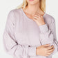 Ideology Women's Long Sleeve Jewel Neck Sweater Pink Size X-Large