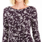 Jessica Howard Women's Floral 3/4 Sleeve Crew Neck Above the Knee a Line Party Dress Purple Size 6 Petite