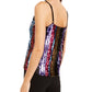 INC International Concepts Women's Rainbow Sequined Top Gold/Black  Size Small