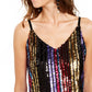 INC International Concepts Women's Rainbow Sequined Top Gold/Black  Size Small