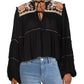 Free People Women's Vivid Color Top Black Size Medium