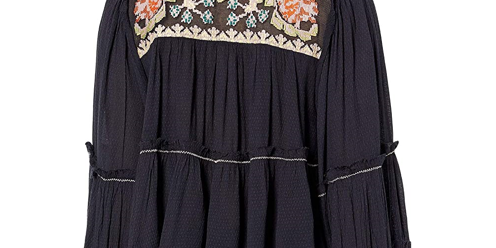 Free People Women's Vivid Color Top Black Size Medium