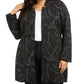 Alfani Women's Plus Jacquard Metallic Collared Sweater Black Size 0X