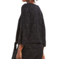JM Collection Women's Front Glitter Print Blouse Black Size Small