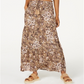 American Rag Junior's Printed Smocked Waist Maxi Skirt Brown Size L