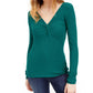 INC International Concepts Women's Ribbed Twist Front Top Green Size X-Large