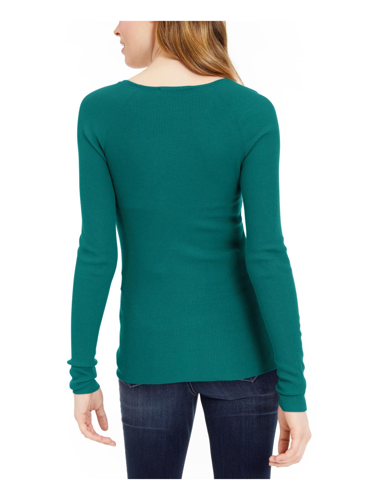 INC International Concepts Women's Ribbed Twist Front Top Green Size X-Large