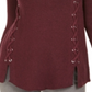 Style & Co Women's Mock Neck Lace up Ribbed Knit Sweater Purple Size XL
