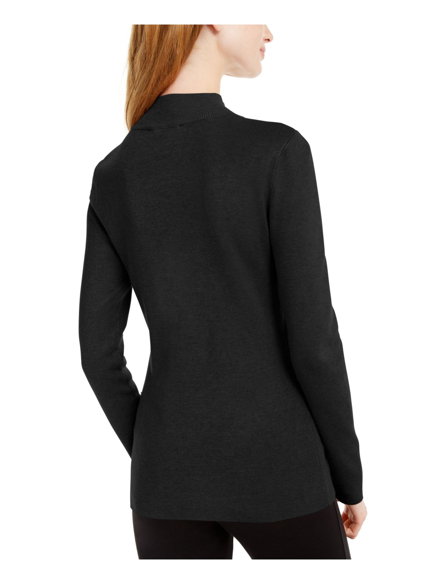 INC International Concepts Women's Mock Neck Keyhole Twist Sweater  Black Size L
