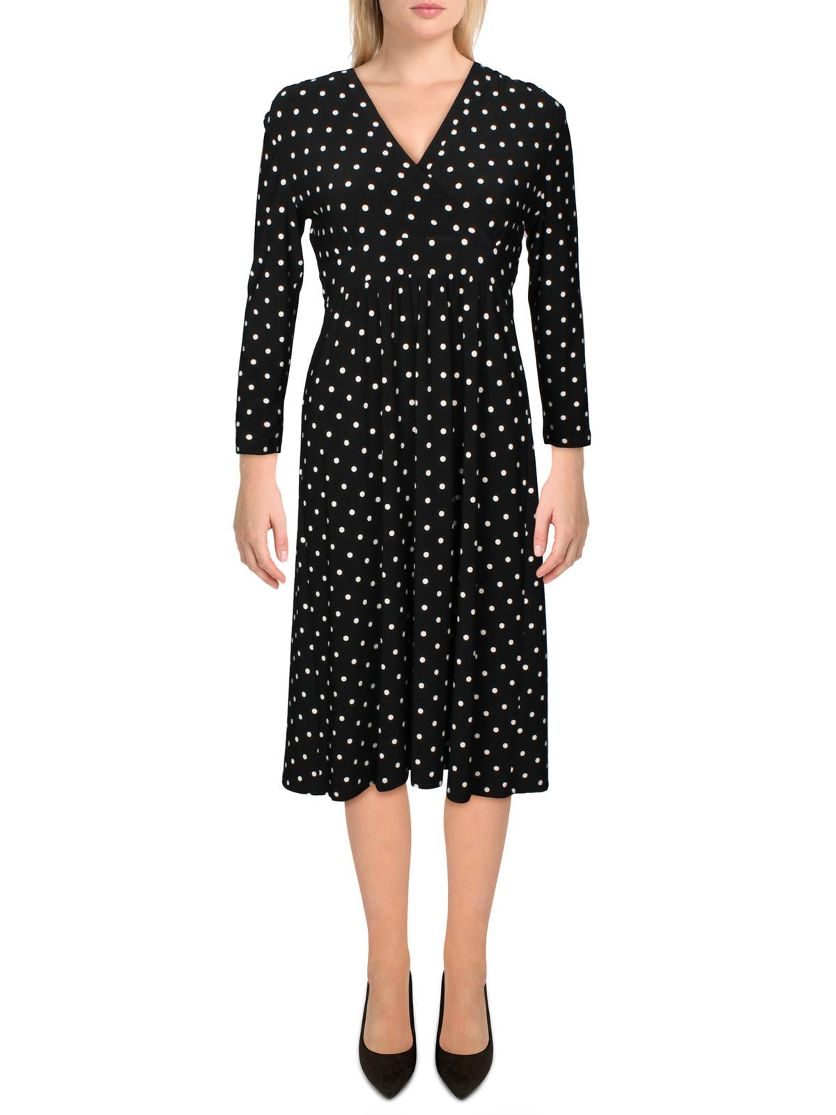 Anne Klein Women's Printed Faux Wrap Dress Black Size XX-Small