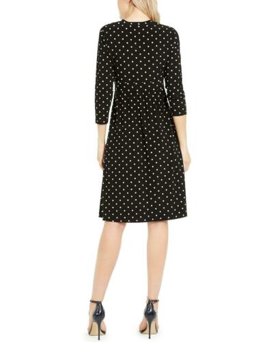 Anne Klein Women's Printed Faux Wrap Dress Black Size XX-Small