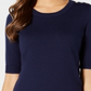 Charter Club Women's 3/4 Sleeve Crew Neck Sweater Blue Size Large