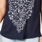 Style & Co Women's Printed V Neck T-Shirt Blue Size Petite S
