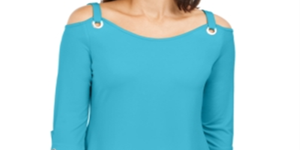 JM Collection Women's Grommet Cold Shoulder Tunic Blue Size XL