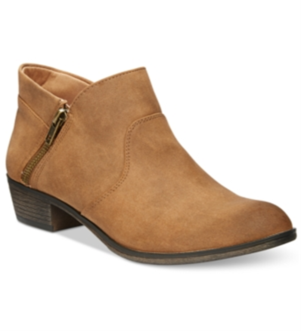 American Rag Womens Brown Cushioned Abby Round Toe Block Heel Booties Brown 9.5 M