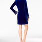 Calvin Klein Women's Long Sleeve Short Shift Cocktail Dress Blue Size 8