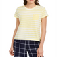Maison Jules Women's Striped T-Shirt  Yellow Size Medium