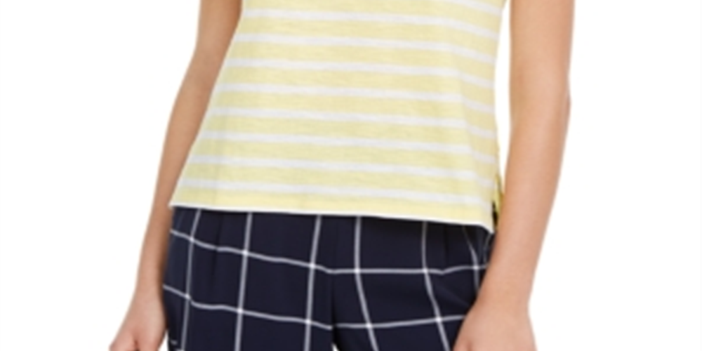 Maison Jules Women's Striped T-Shirt  Yellow Size Medium