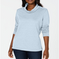 Karen Scott Women's Sport Cowl-Neck Top  Blue Size Large