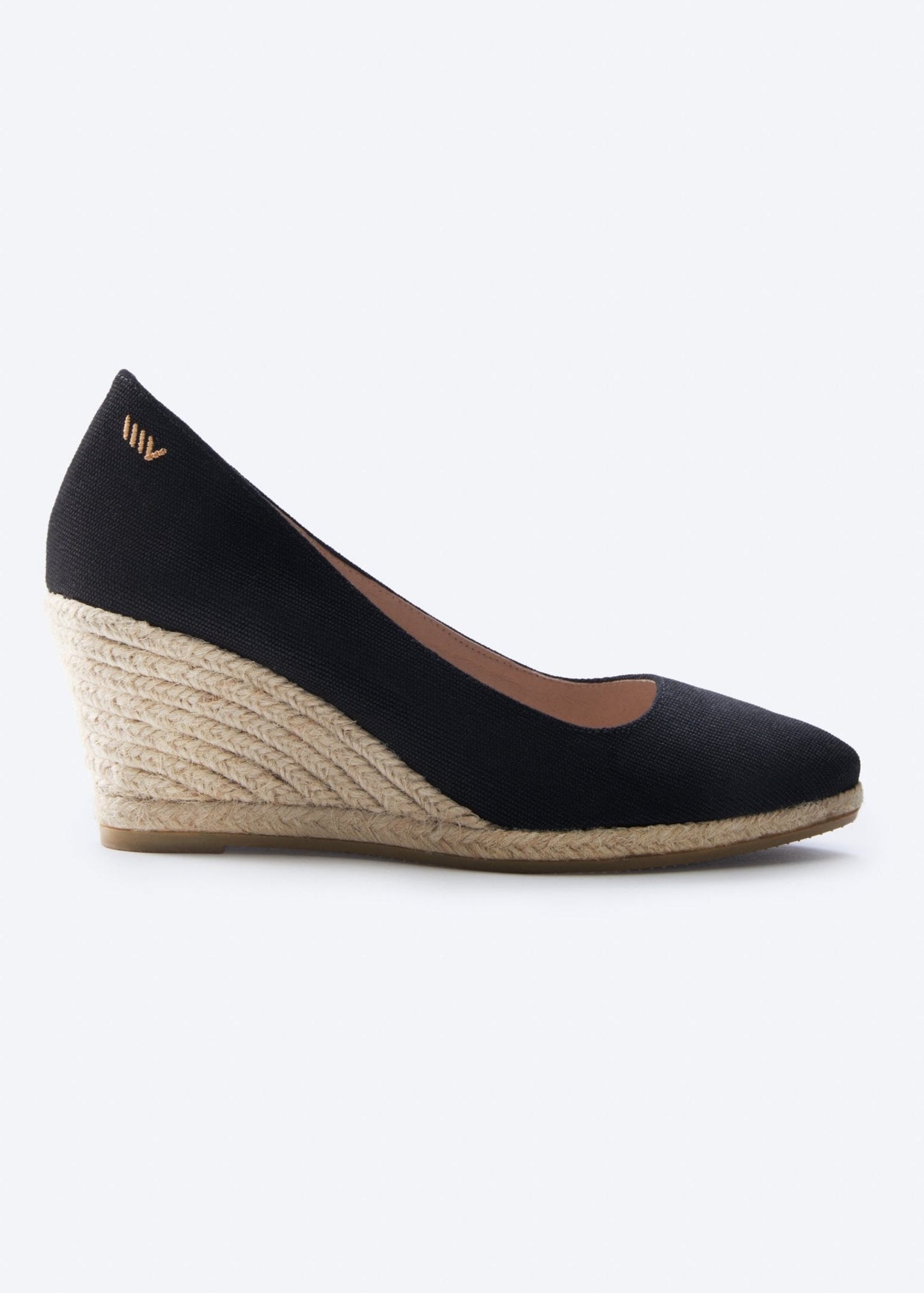 गुलाब कैनवास यू-कट एस्पैड्रिल वेजेज