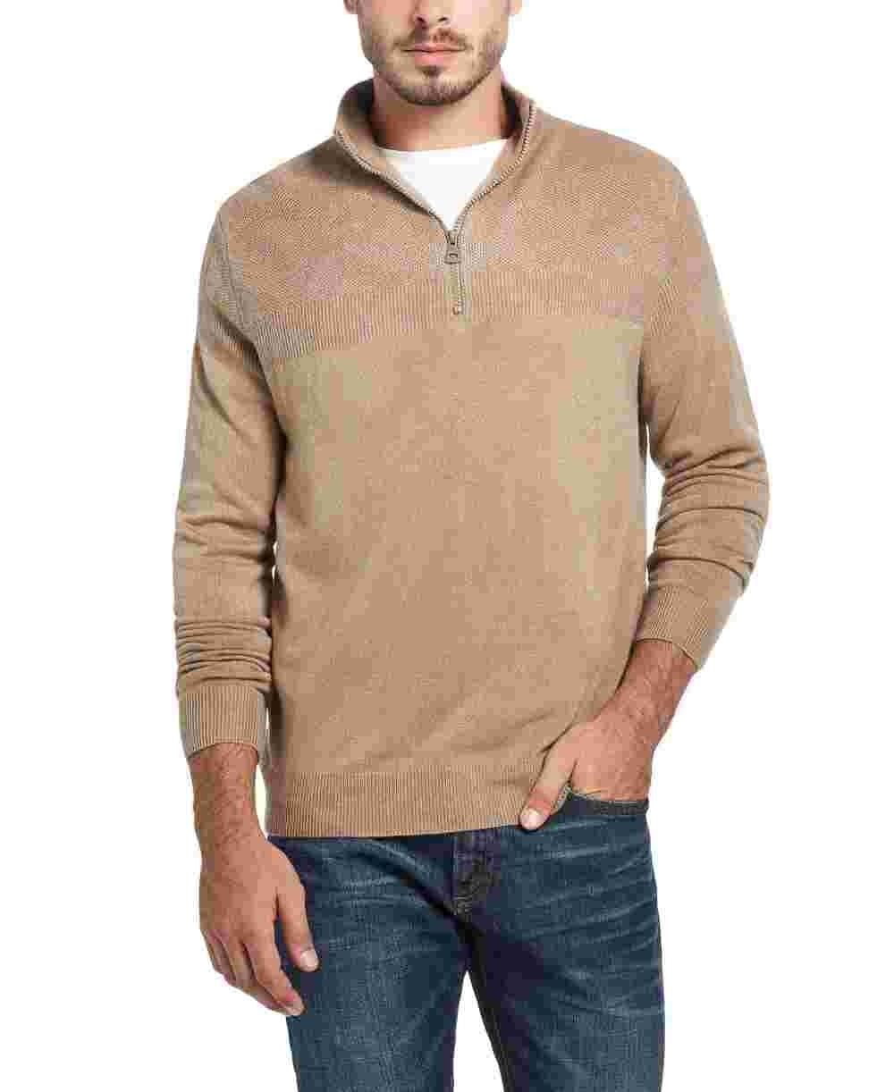 Weatherproof Vintage Men's Soft Touch Quarter-Zip Sweater Brown Size Medium
