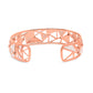 14K Rose Gold 5/8 Cttw Diamond with Pink Tourmaline Open Cuff Bangle with White Enamel (G-H Color, SI1-SI2 Clarity) - 7"