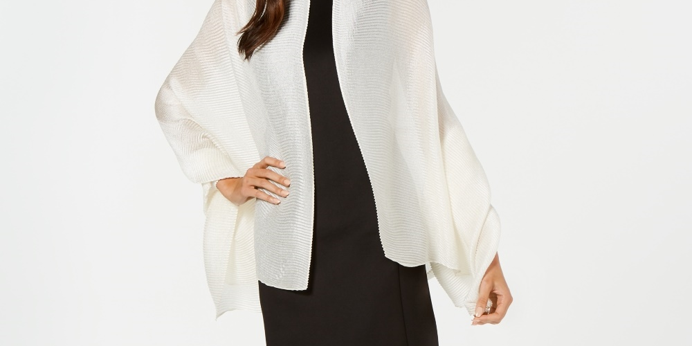 INC International Concepts Women's Pleated Lightweight Evening Wrap Beige Size Regular