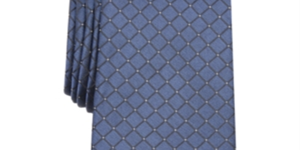 Alfani Men's Slim Grid Tie Blue Size M