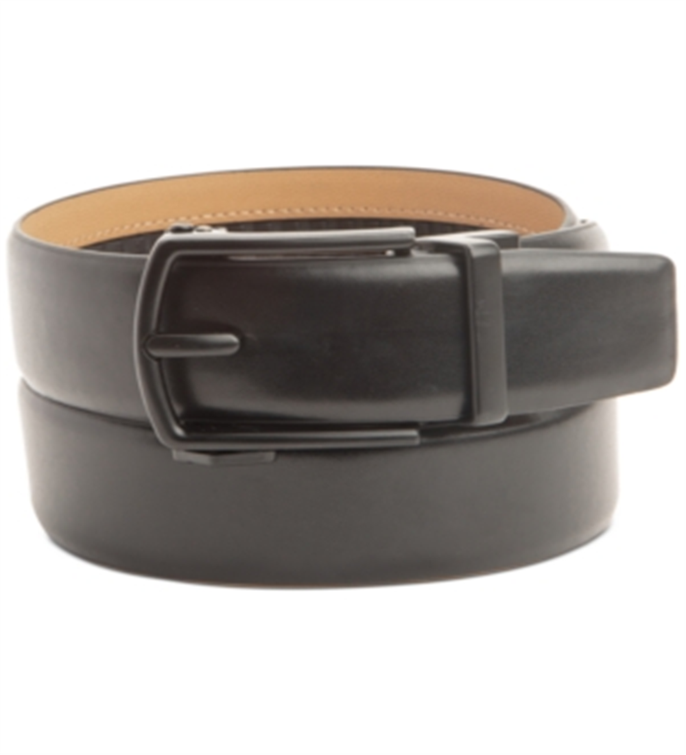 Kenneth Cole Reaction Men's Track Lock Leather Comfort Casual Belt Black Size Small