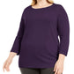 Karen Scott Women's Plus Size Ballet Neckline Sweater Purple Size 1X