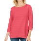 Karen Scott Women's Ribbed 3/4 Sleeve Sweater Orange Size Large
